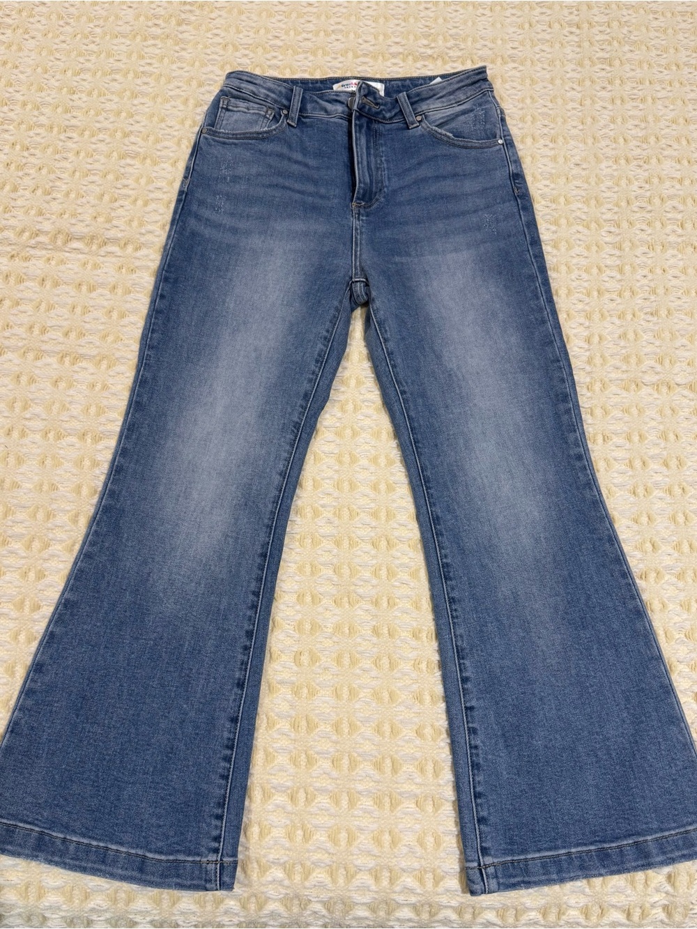 Women's Blue Flare Jeans — Wide Leg High-Rise